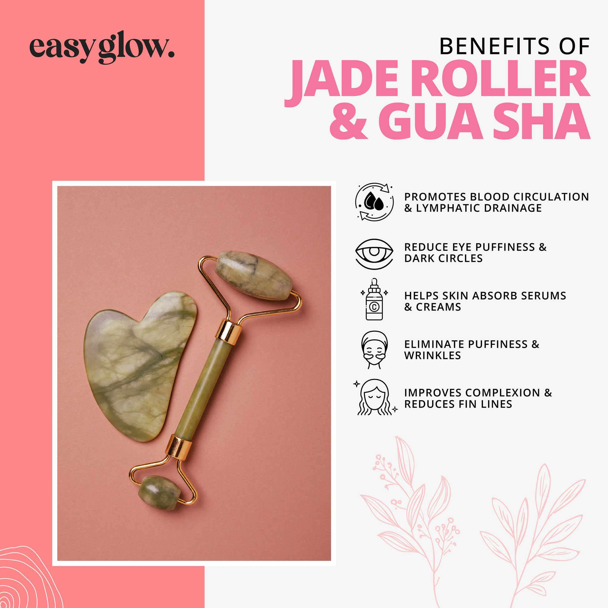Jade Roller for Face and Gua Sha Set