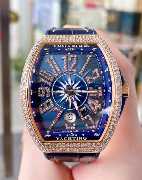 FM Blue Strap Golden Diamond Watch